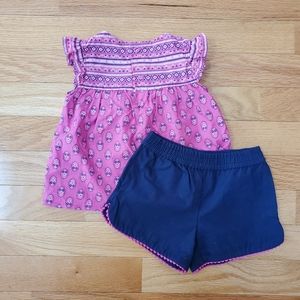 Carter's Pink Tunic with Navy shorts 6M | 2pc